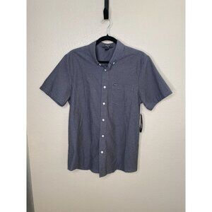 Volcom Mens Modern Fit Short Sleeve Button-Up Shirt Gray Medium NEW Cotton Blend